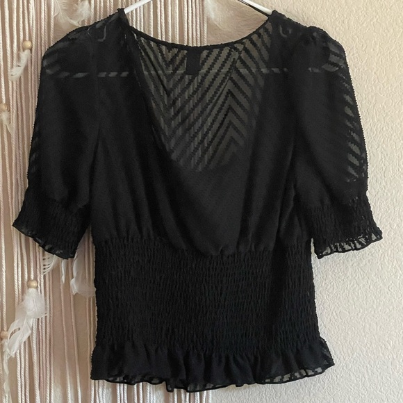 Black Rushed Crop Top- Size Medium - Picture 3 of 4